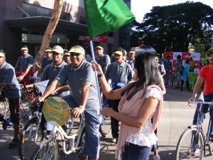 Actress Duniya Rashmi ready to flag off the World Environment Day Rally by BIG FM